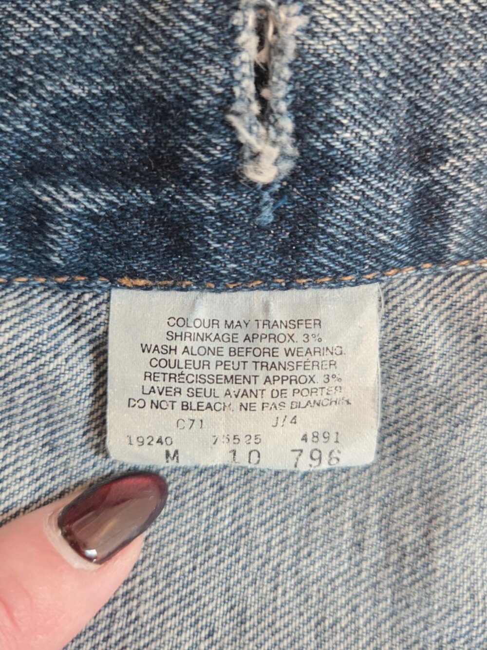 Vintage 1994 Levi’s Denim Trucker Jacket Men’s M 90s Blue Jean 75525 - Picture 6 of 7